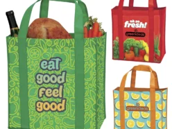 Custom-branded Laminated Non-Woven Grocery Tote for promotional giveaways