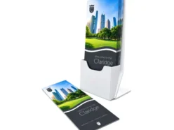 Custom printed rack cards displayed for customer information