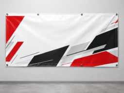 Custom full-color vinyl banner with reinforced hems and metal grommets