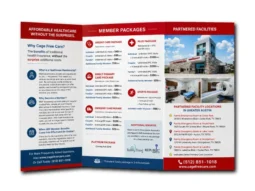 Custom tri-fold brochures displayed for business marketing