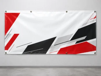 Custom full-color vinyl banner with reinforced hems and metal grommets