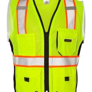 Kishigo Premium Black Series Heavy-Duty Safety Vest - 1513/1514 - Lime