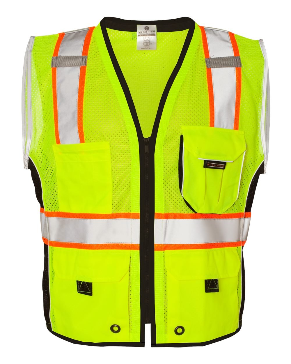 Kishigo Premium Black Series Heavy-Duty Safety Vest - 1513/1514 - Lime
