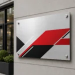 Custom printed aluminum sign mounted for outdoor business identification