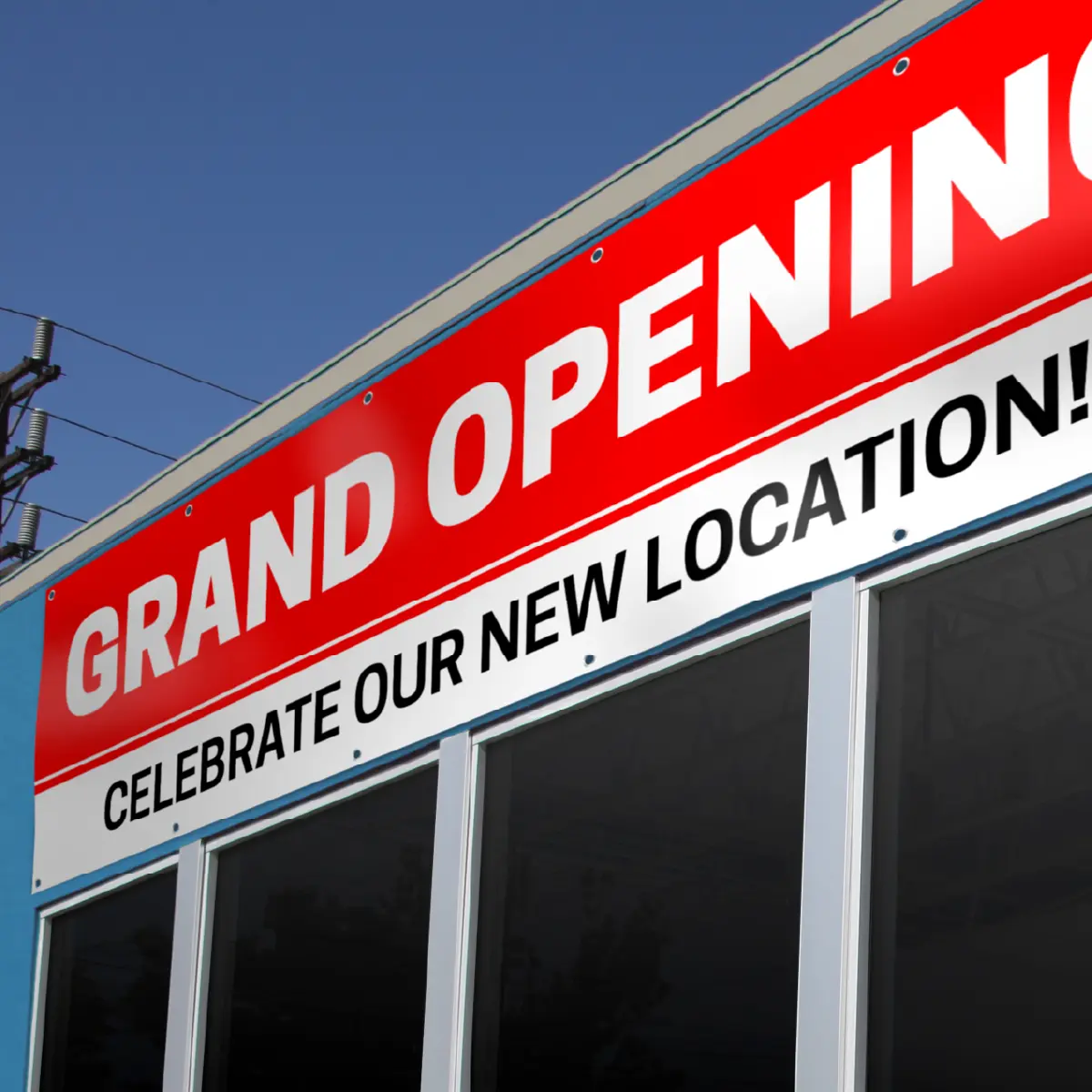 Custom vinyl banner installed outside an Austin business