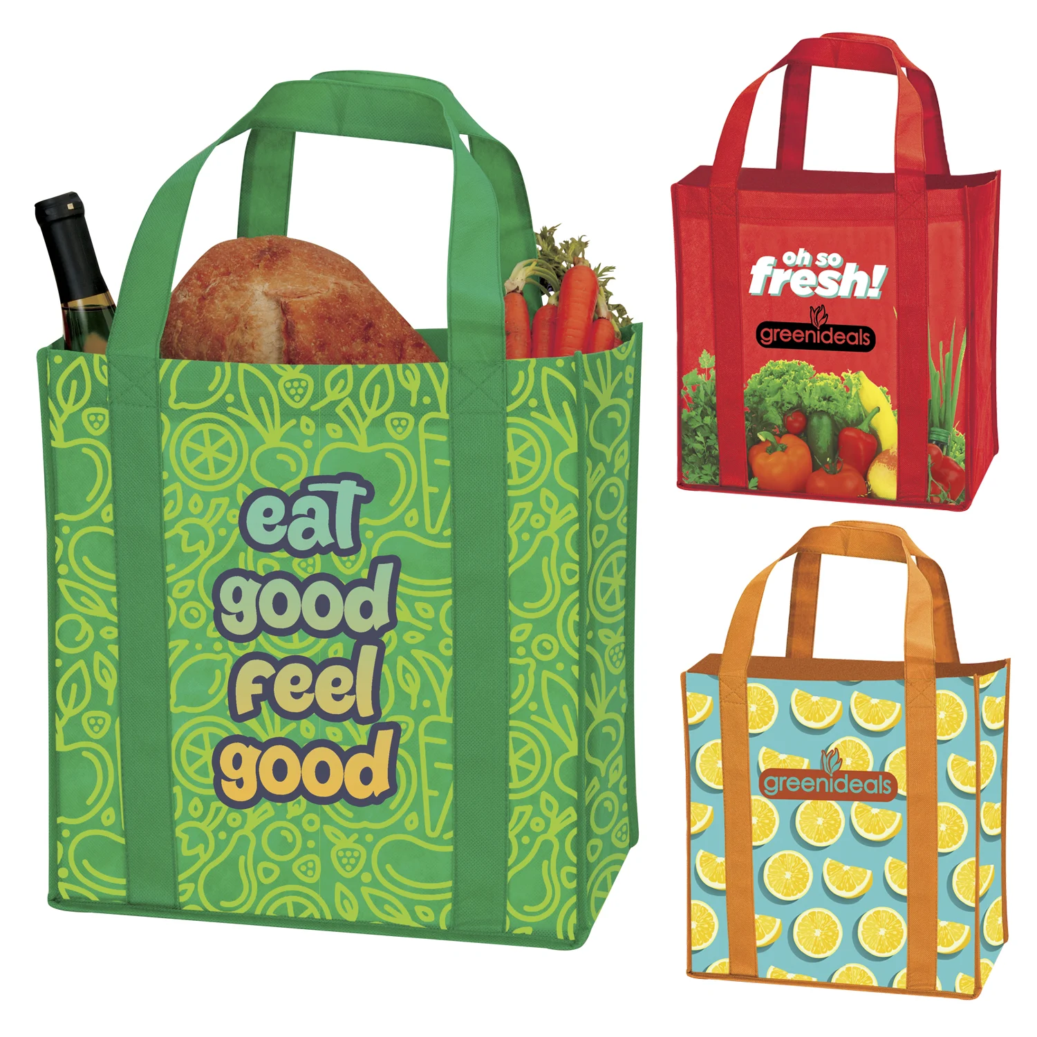 Custom-branded Laminated Non-Woven Grocery Tote for promotional giveaways