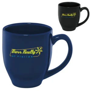 Custom-branded Shiny Bistro Mug – 15 oz. (Colors) for promotional giveaways