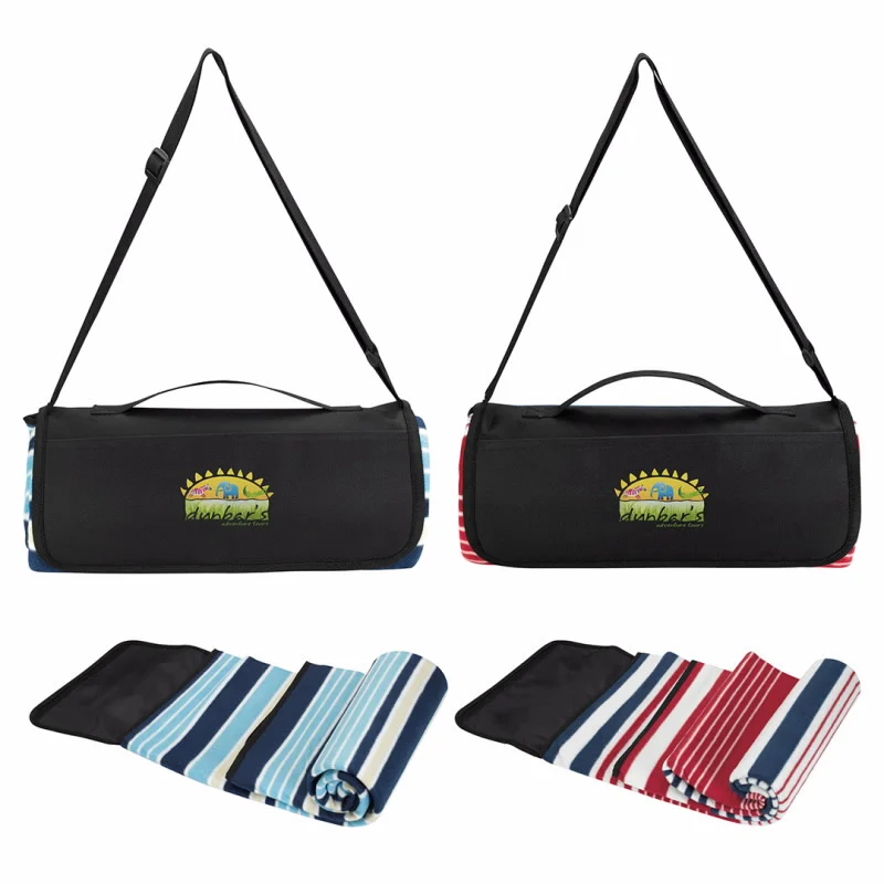 Custom-branded Shoulder Strap Picnic Blanket for promotional giveaways