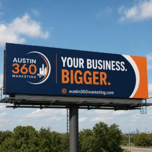 Custom vinyl billboard banner mockup by Austin 360 Marketing
