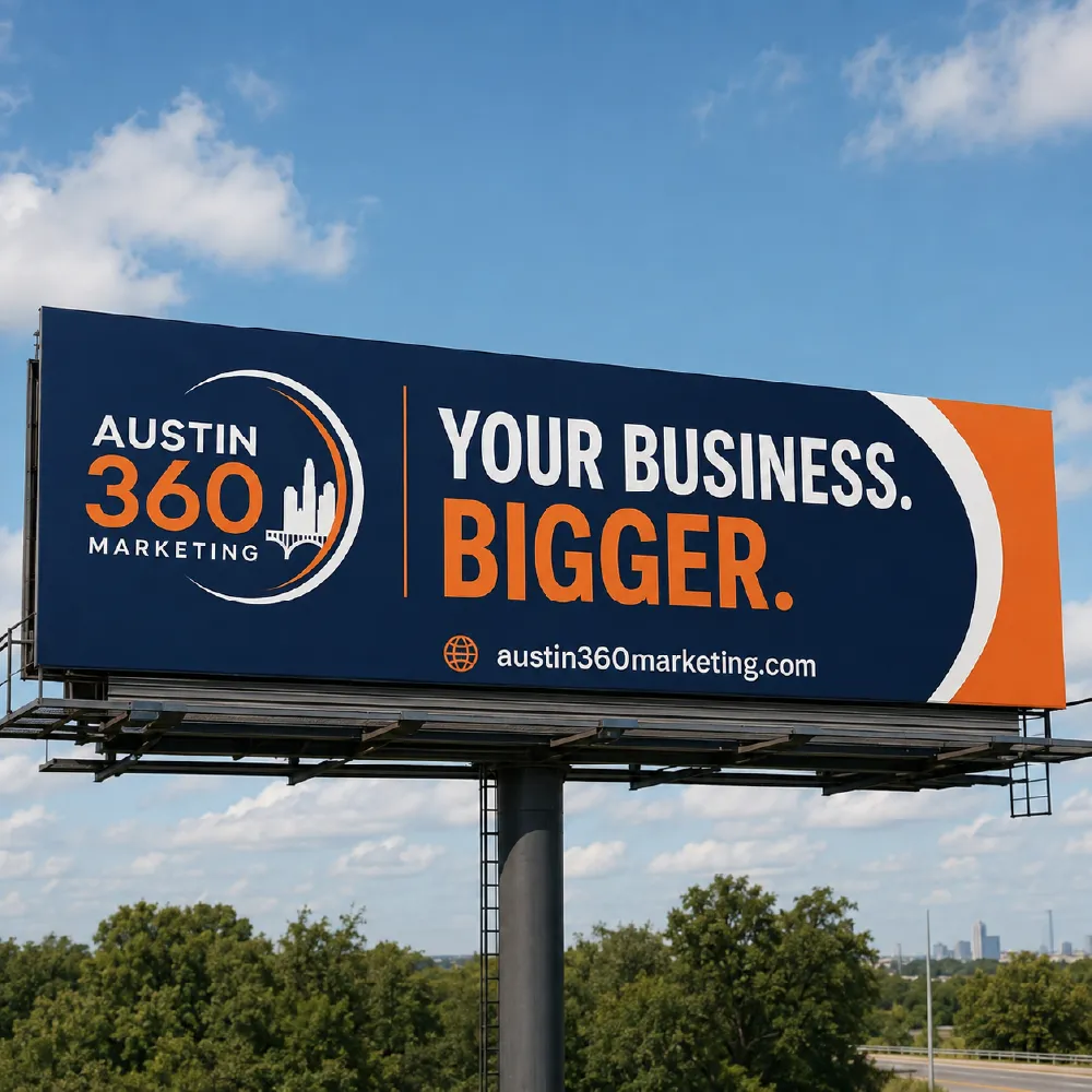 Custom vinyl billboard banner mockup by Austin 360 Marketing