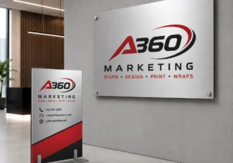 Custom ACM Dibond signs with brushed aluminum faces and black composite core