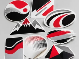 Assortment of custom printed vinyl decals and contour-cut stickers