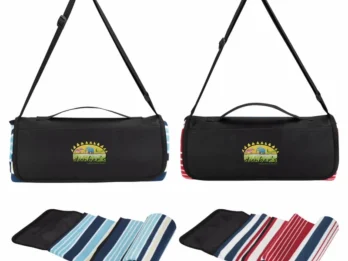 Custom-branded Shoulder Strap Picnic Blanket for promotional giveaways